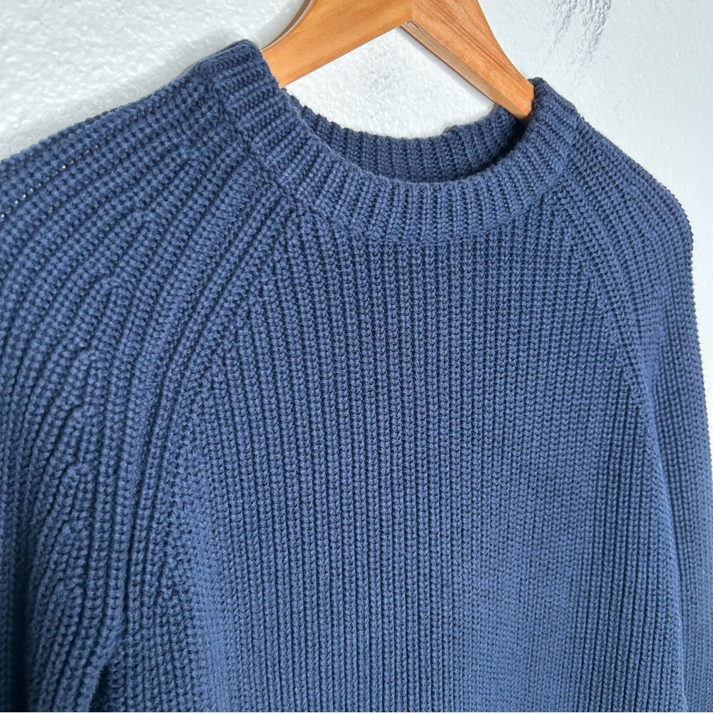 Quince 100% Organic Cotton Fisherman Crew Sweater Navy Small - Picture 2 of 9